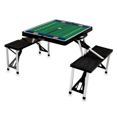 Picnic Time Family Of Brands Auburn Tigers - Football Field - Picnic Table Portable Folding Table, Black 811-00-175-045-0