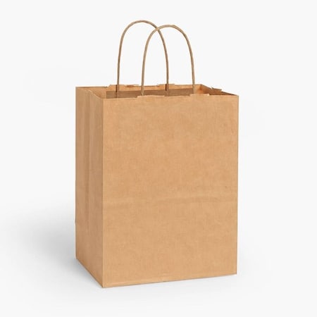 Nashville Wraps Natural Brown Kraft Shopping Bags, Cub 8x4.75x10in, 25PK MP1KR