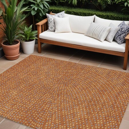Homeroots 8' X 10' Brown Gray And Gold Polka Dot Washable Indoor Outdoor Area Rug 599073