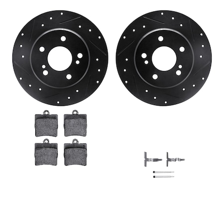 Dynamic Friction Co DFC Rotors-Drilled & Slotted-Black w/ 5000 Advanced Brake Pads Incl Hdw 8512-63024