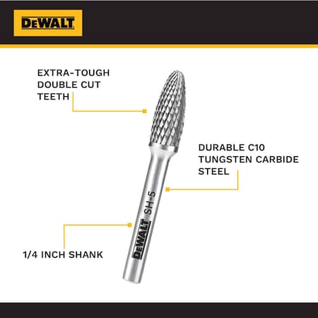 Dewalt SINGLE CARBIDE BURR SIZE SH-5 DXCBTJSH5