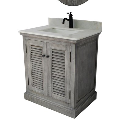 Infurniture WK1931-G plus AP top 31 in. Rustic Solid Fir Sink Vanity In Grey-No Faucet WK1931-G +AP top