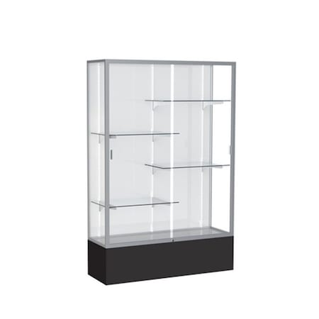 Waddell Spirit 48 x 72 x 16 in. Black Base Floor Display Case with 4 ft. Length, White Back - Satin 374WB-SN-BK
