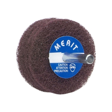 Merit Non-Woven Disc Wheel, 3 in Dia, 1/2 in W, 1/4 in Arbor Hole 08834131496