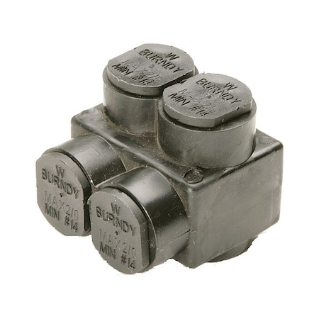 Burndy MultitapConnector, Alum, Blk, Hex, 2Port 1PLD3502