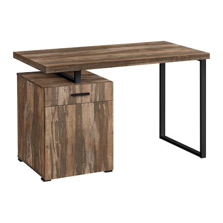 Homeroots 47" Brown and Black Wood and Metal Sled Computer Desk 489905