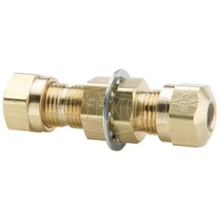 Dixon Air Brake Bulkhead Union, 5/8 in x 13/16-18, Tube x Straight Thread, Brass, Domestic 62NBH10