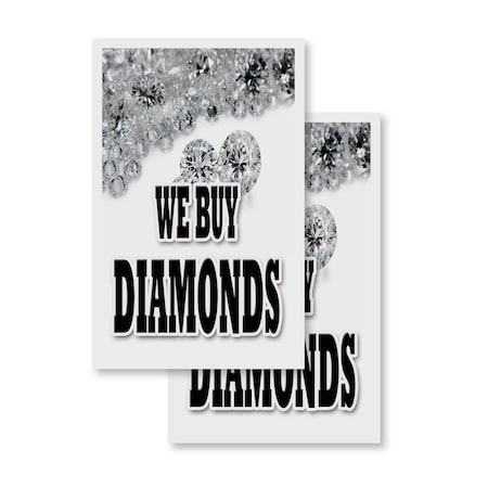 Signmission We Buy Diamonds, Vinyl Decals Only 24 Inch x 36 Inch, Vinyl Decal, 2PK DSB-2436-2PACK-We Buy Diamonds
