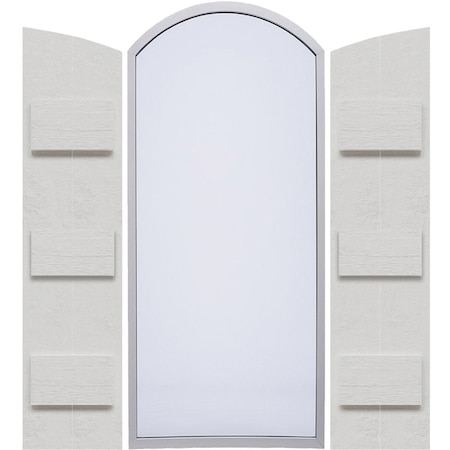Ekena Millwork Rustic 2 Board Joined Board-n-Batten Faux Wood Shutters w/Elliptical Arch Top, 10 3/4W x 94H, PR FBJ06E11X094RUF