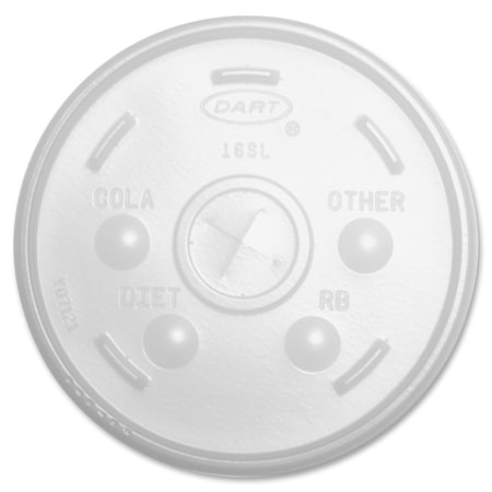 Dart Container Lid, Sipthru, F/16J16, 1M/Ct 10PK DCC16SLCT