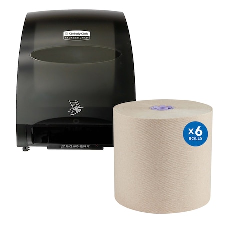 Kimberly-Clark Automatic Hard Roll Paper Towel Dispenser With Paper Towel Roll Refill 6 PK 48857, 54038