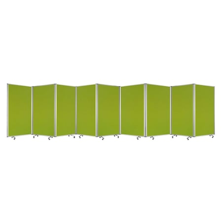 Homeroots 71" Green Iron Folding Nine Panel Screen Room Divider 370383