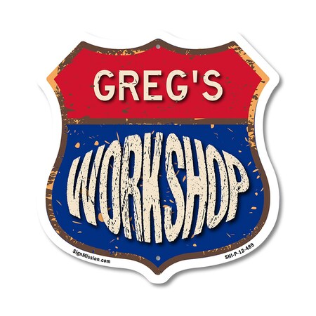 Signmission Greg's Workshop, 12 Inch X 12 Inch, Plastic Sign SHI-P-12-489-GREG