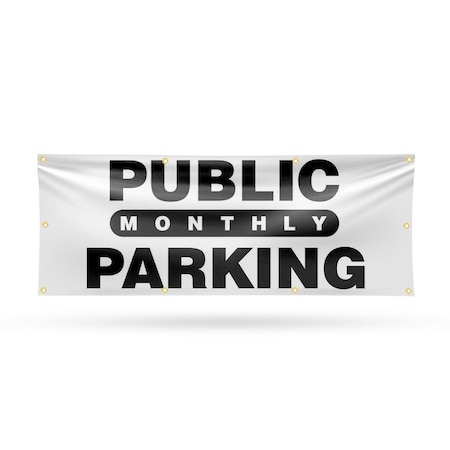 Signmission Public Monthly Parking, 36 Inch x 96 Inch, Vinyl Banner B-96-30818