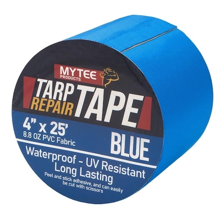 Mytee Products 4inx25ft Blue Vinyl Tarp Repair Tape Kit for Canvas, Tent, Awning, Boat Cover TTAPE-BLUE-4x25