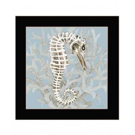Homeroots Coral Seahorse I 1 Black Framed Print Wall Art 416107