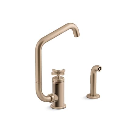 Kohler Billet Single-handle bar sink faucet with two-function extended-reach spout and side sprayer 28667-3-BV