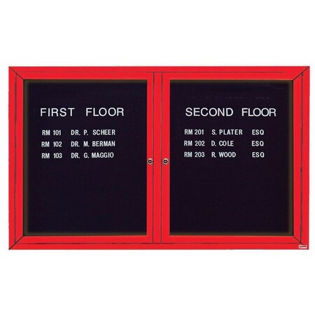 Aarco Illuminated Outdoor Enclosed Directory w/ Al Frame, Powder Coated Red, 36''Hx60''W OADC3660IR