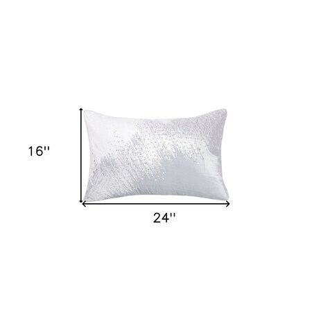 Homeroots 16" X 24" Ivory Abstract Polyester Zippered Pillow With Beads 535230