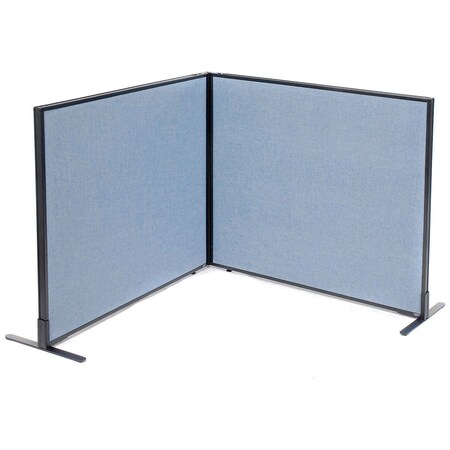 Global Industrial Interion Freestanding 2-Panel Corner Room Divider, 48-1/4"W x 42"H Panels, Blue 695030BL