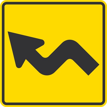 Lyle Left Reverse Turn (with Sharp Turn Symbol), 36x36, High Intensity Prismatic, Yellow G-16401-HI_36x36