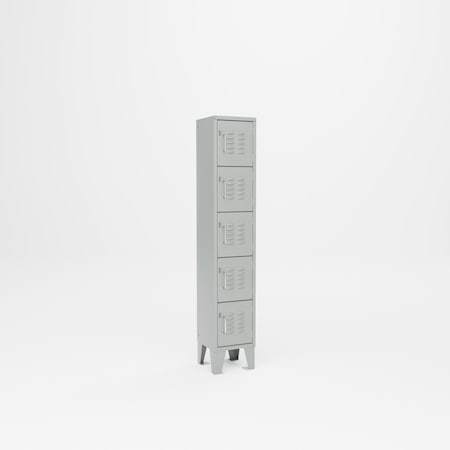 Pucel Multi Tier Locker, 12 in W x 12 in D x 60 in H, 5 Compartments, Putty MTL-1212-60