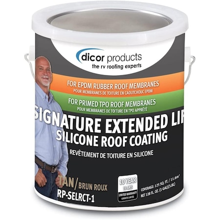 Dicor 1 gal 100 Percent Silicon Solid Signature Extended Life Roof Coating Can, Tan DCRRP-SELRCT-1