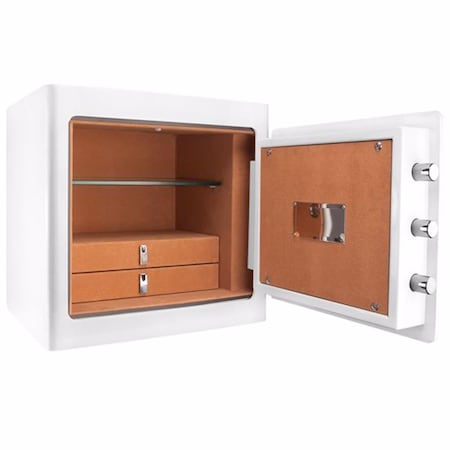 Gourmetgalley 1.01 cu ft. Keypad Jewelry Safe with Tan Interior - White GO1688704