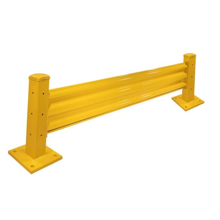 Mytee Products 4 inx4 inx18 in Bolt-On Steel Rigid Post & 8 ftx15 in 3-Rib Guard Rails for Warehouse GR3RP-1808-KIT