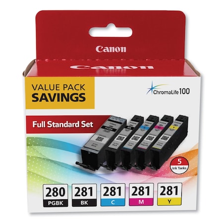 Canon 2075C006 (PGI-280; CLI-281) Ink, Black XL/Black/Cyan/Magenta/Yellow 2075C006