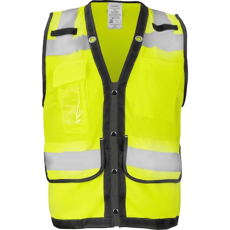 Ironwear Hi-Vis Safety Vest 2XL Class 2 , Snap Button 8 Pockets, ID Window 1279-LS-RD-CID-2XL
