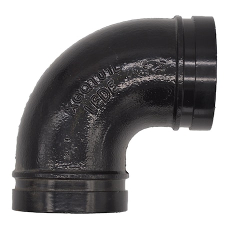 Industrial Choice Groove 90 Elbow Standard Radius Black Painted 2.5 inch GV-90-2.5STDR-BK