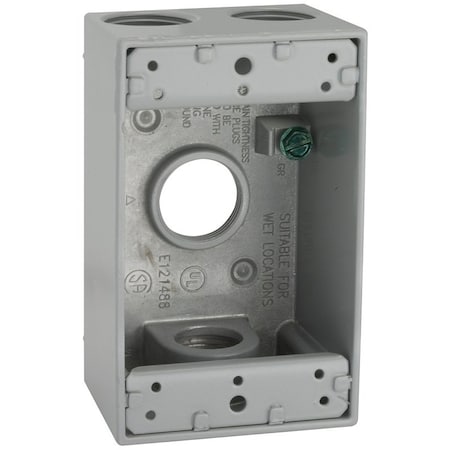 Hubbell Weatherproof Box, 4-Outlet, 1-Gang, Aluminum, Gray, Powder-Coated 5330-0