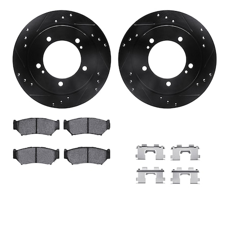 Dynamic Friction Co DFC Brake Rotor - Dimpled & Slotted - Black w/5000 Brake Pads & HW Kit 8512-47039