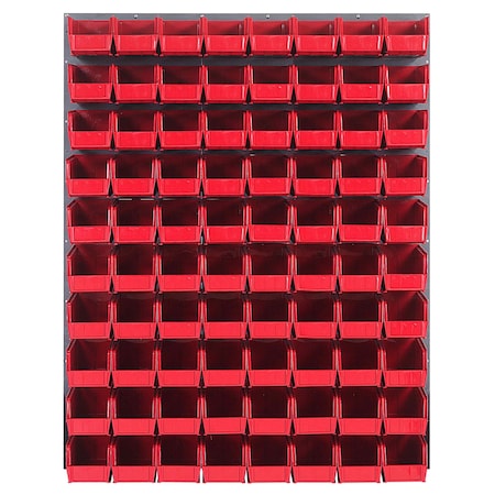 Quantum Storage Systems 48X61 GRAY LOUVERED PANEL WITH BINS RED QLP-4861-230-80RD