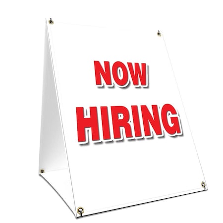 Signmission Now Hiring, 36 Inch x 24 Inch A-frame Yard Sign, Plastic Sign SBC-2436-Now Hiring