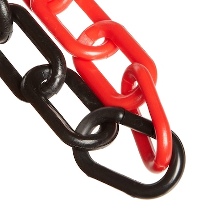 Mr. Chain 1.5" x 100' Black/Red Plastic Safety Chain 30036-100