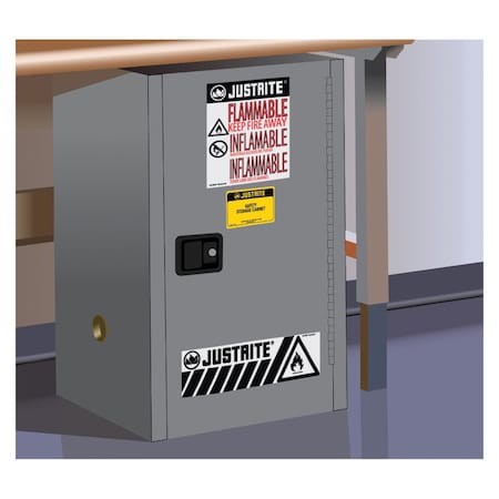 Justrite EX Compac Flammable Liquid Safety Cabinet, 12 gal Capacity, Handle, 35 in H x 23-1/4 in W x 18 in D 891223