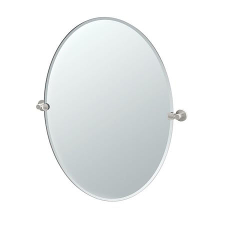 Gatco Channel 32" Frameless Oval Mirror, Satin Nickel 4699LG