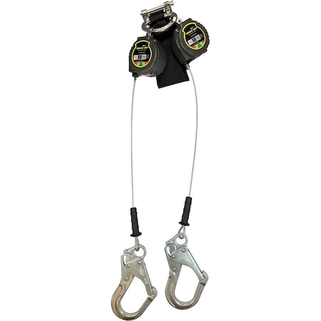 Miller Twin Cable Edge Personal Fall Limiter w/Aluminum Harness One Pin Connector, Steel Locking Rebar Hook MTL-LEP2-62/9FT
