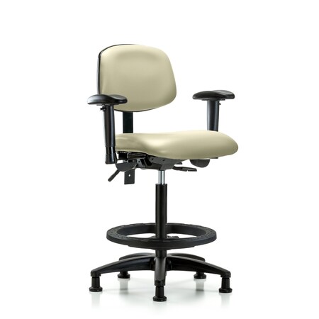 Blue Ridge Ergonomics Chair, Fab, Hi Bench, Tilt BF Casters, Blu, 6-Way Adjustable, 26" to 35" Height, Adobe White BR-VHBCH-RG-T0-A1-BF-RG-8501