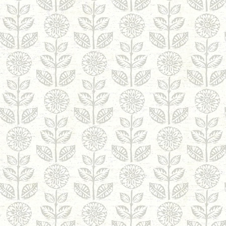 Brewster Dolly Taupe Folk Floral Wallpaper 2904-13514