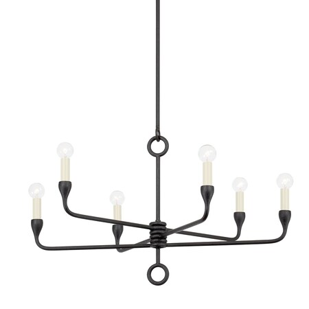 Troy Lighting Orson 6 Light Chandelier 30.75 In. Black Iron F9531-BI