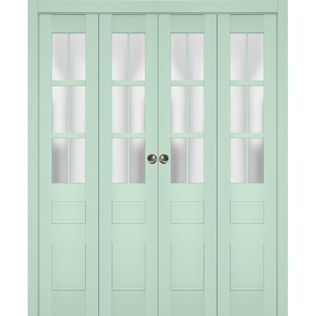 Sartodoors Sliding Closet Double Bi-fold Doors Solid Core Modern Interior VEREGIO7339DBF-OLI-72 x 84 (4* 18x84)