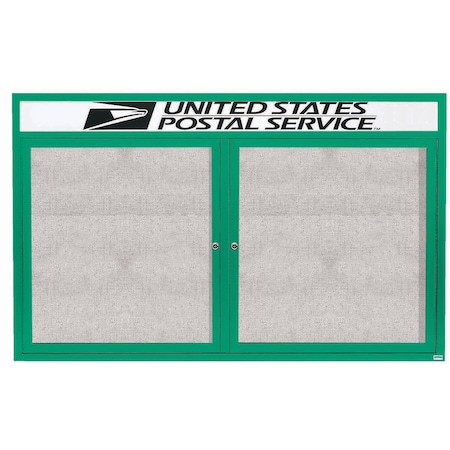Aarco Outdoor Enclosed Bulletin Board w/ Al Frame Header, Powder Coated Green, Neutral 48''Hx72''W ODCC4872RHG