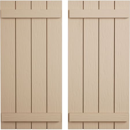 Ekena Millwork Rustic Four Board Joined Board-n-Batten Rough Sawn Faux Wood Shutters, 22W x 28H, PR SHUBJS22X28RSPR
