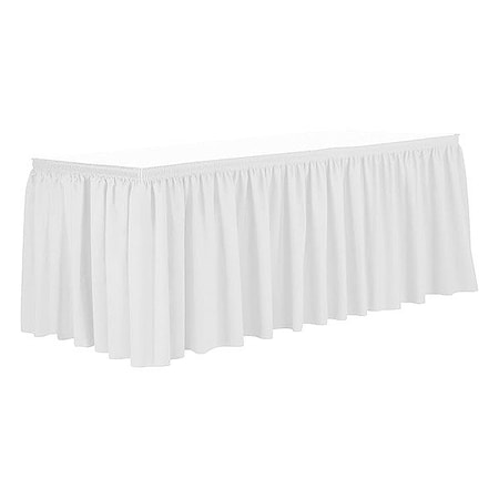 R&R Textile Table Skirt, 29" H, 17 1/2 ft L, White EE-Pshirred-17.5FTx29in-White