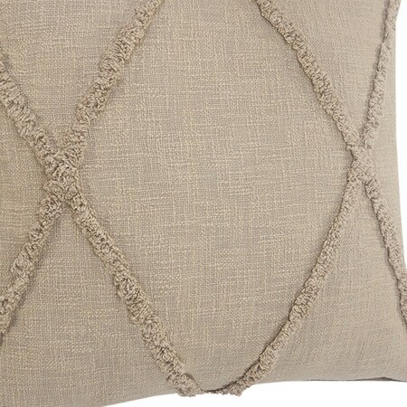 Homeroots Set of Two Taupe and Brown Diamond Cotton Throw Pillow With Fringes, 2PK 554572