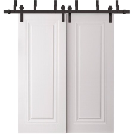 Sartodoors Sliding Closet Barn Bypass Doors 72 x 84 inches, BASIC 9111 White, 6.6ft Rails Hardware Set, Wood BASIC9111BBB-SKIN-7284
