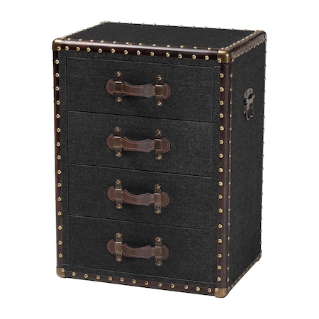 Baxton Studio Jaelyn Vintage Black Canvas 4-Drawer End Table 252-13967-ZORO